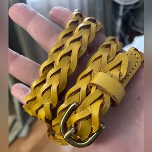 J. CREW Women’s BRAIDED BELT in Yellow Leather Size M/L